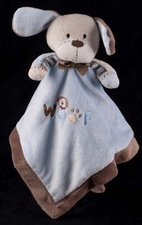Carters One Size Puppy Dog WOOF Plush Lovey Security Blanket Rattle